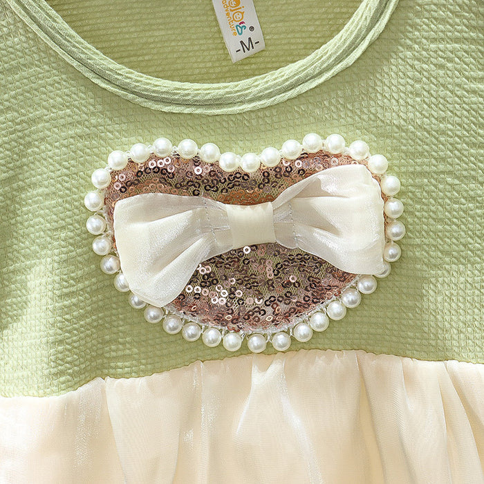 Wholesale Bowknot Puff Sleeve Children's Dress JDC-CTS-MianY033