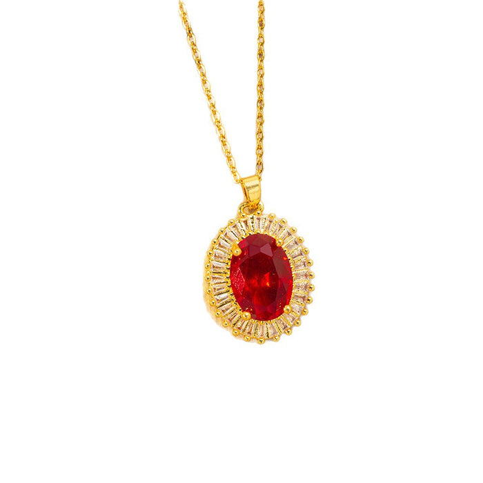 Wholesale Titanium steel necklace with red zircon