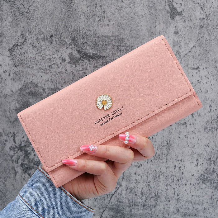 Wholesale Pink PU Women' s Long Folding Wallet with Card Holder - Everyday Resale MOQ≥3