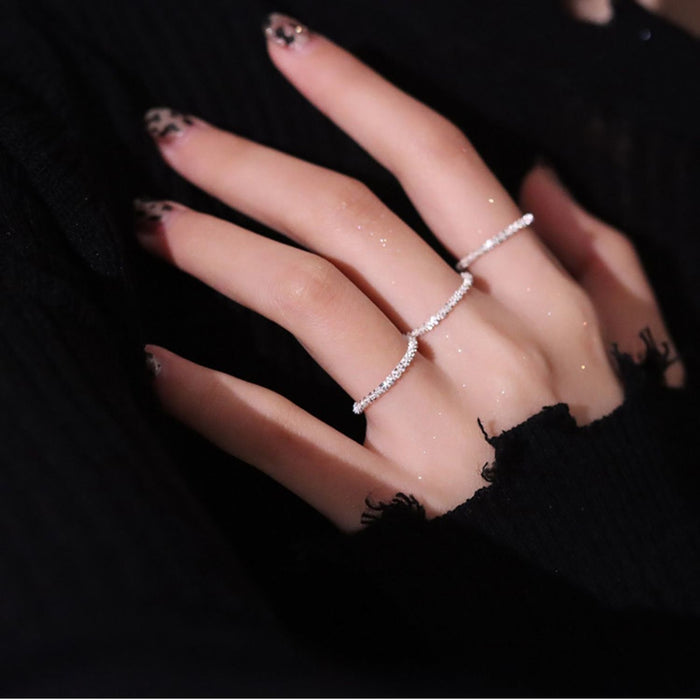 Wholesale Silver ring women's ring new niche plain circle chain ring