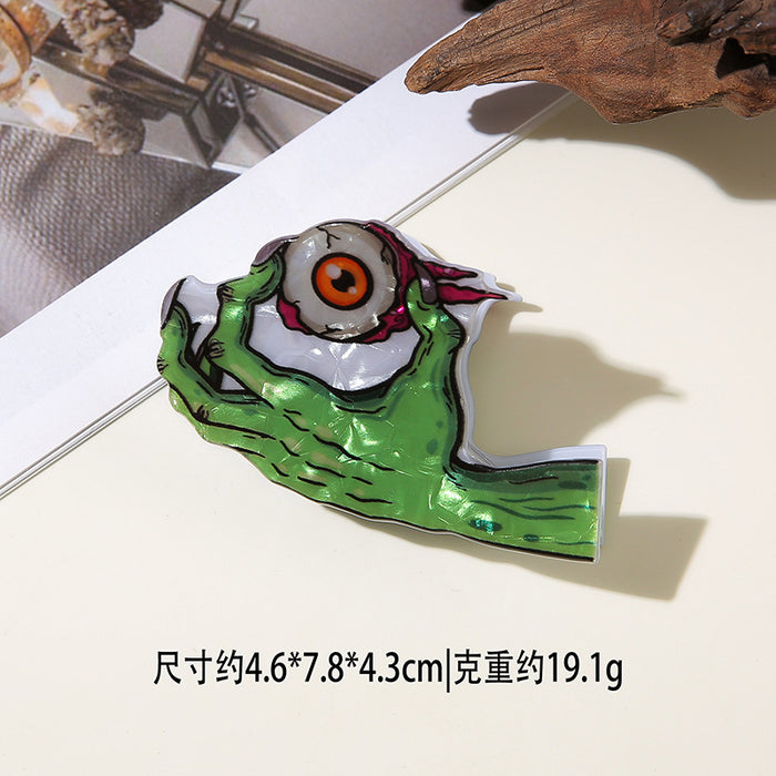 Wholesale Halloween imitation acetate  funny dark style shark clip personality creative pumpkin hairpin ghost clip