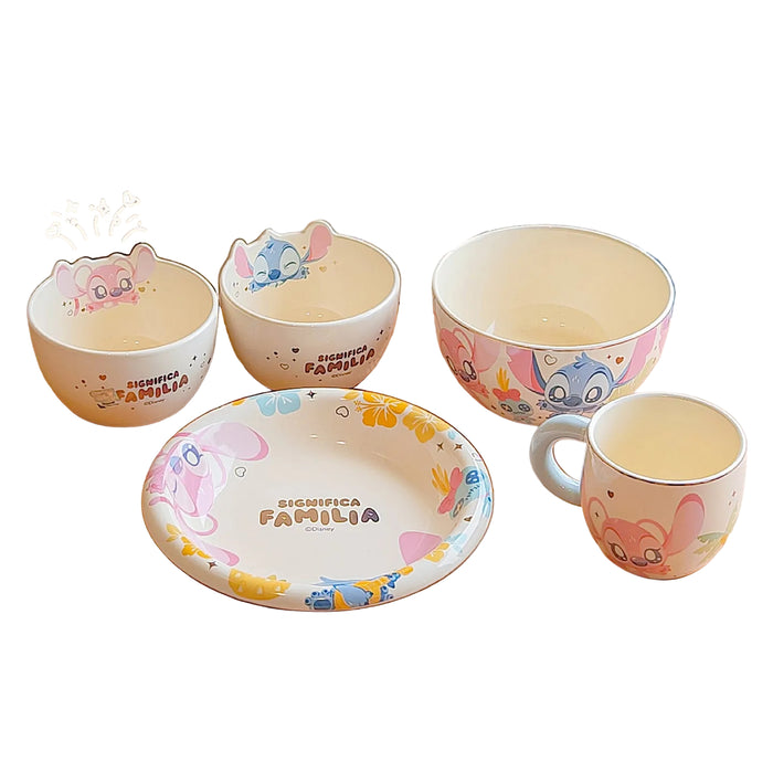 Wholesale Cartoon Pattern Single-Serving Ceramic Bowl and Plate Tableware Set