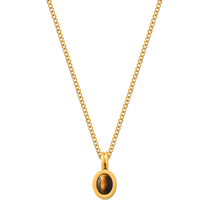 Wholesale Natural Stone Beaded Design Necklace Tiger Eye Pendant Double Layer  Chain
