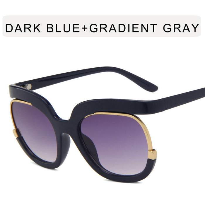 Wholesale Half frame sunglasses, new oval fashion large frame face repair sunglasses, personalized mirror legs, sun sunglasses