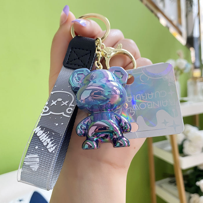 Wholesale Creative cartoon resin gradient graffiti bear key chain fashion trend key chain cute bag ornaments