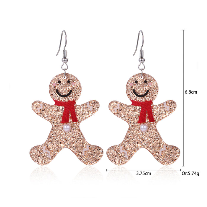 Wholesale Alloy bell snowman elk gingerbread man earrings Christmas earrings