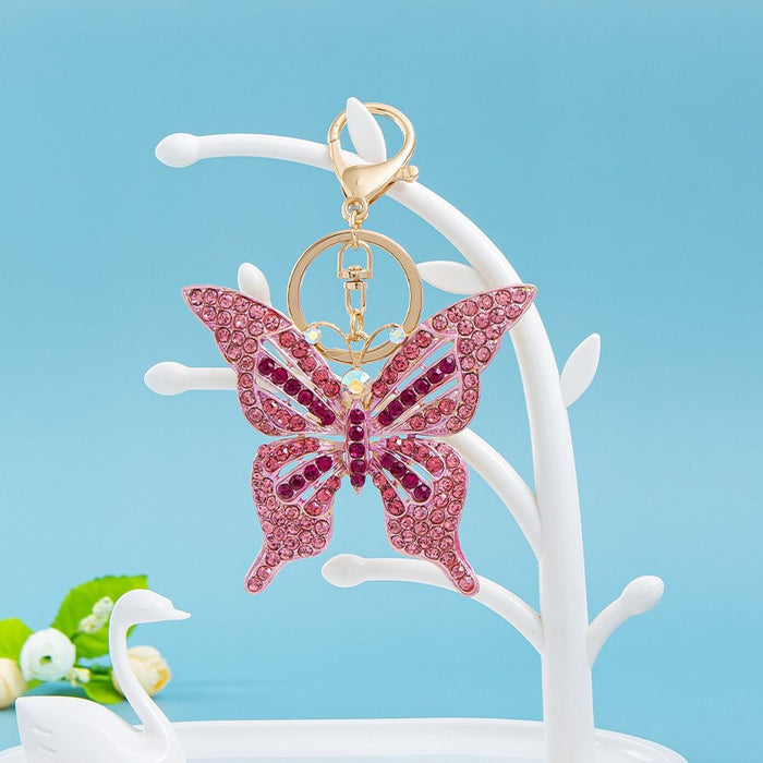 Wholesale Rhinestone Metal Butterfly Keychain JDC-KC-HongT001