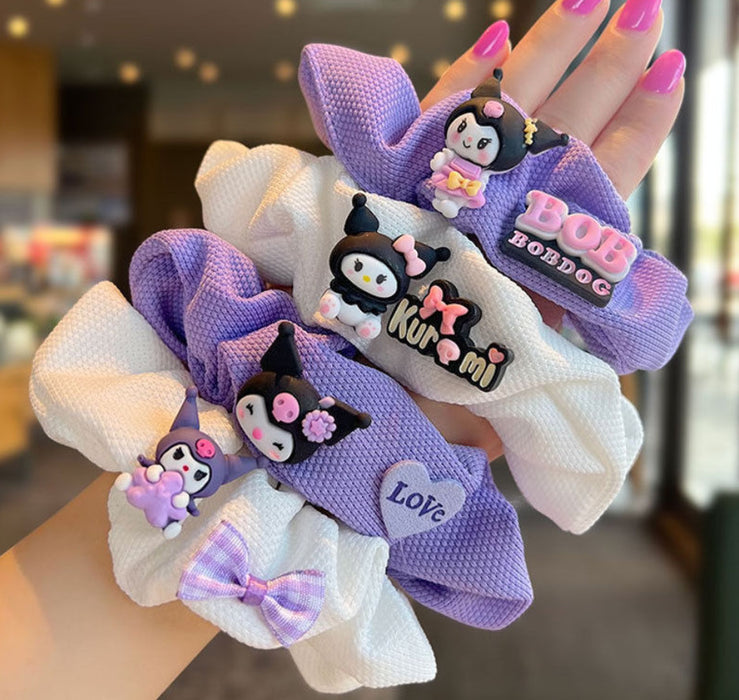 Wholesale Purple scrunchie,  cute cartoon hair tie