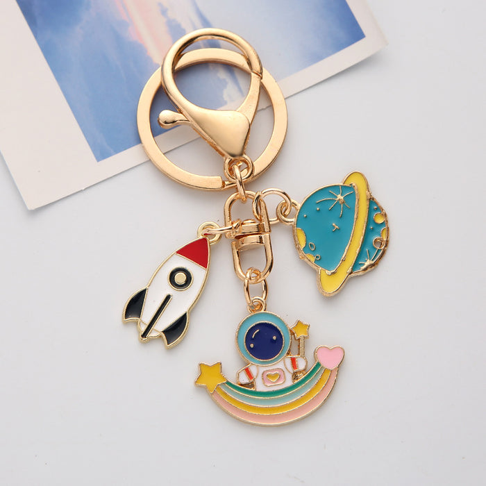 Wholesale Astronaut Metal Keychain Creative Astronaut Pendant Rocket Star Bag Pendant