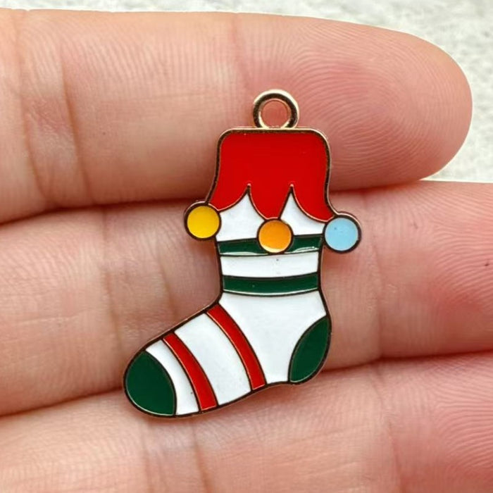 Wholesale 10pcs New oil-drip Christmas-themed alloy accessories  cartoon snowman  reindeer,   DIY pendant accessories