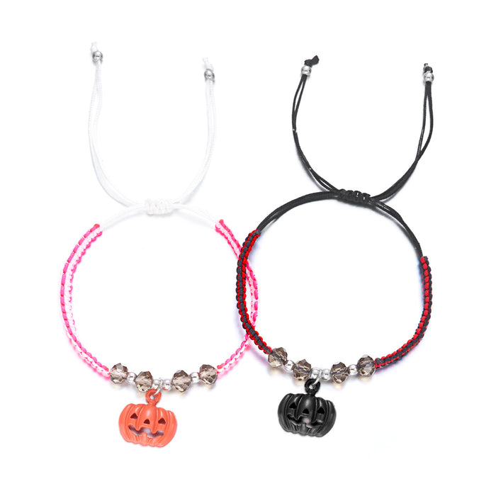 Wholesale  pumpkin head ghost bracelet mixed color beaded bracelet dark style  couple bracelet