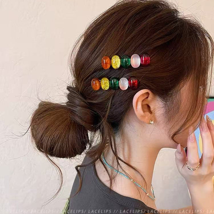 Wholesale Trendy Rainbow Oval Alloy Hair Clip for Everyday Styling Boutique Resale MOQ≥2