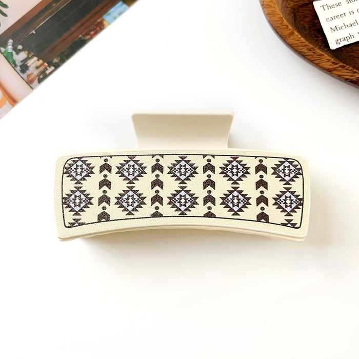 Wholesale Pu Printed Shark Clip Western Style Retro Leather Hairpin Hair Grabber Hair Accessories