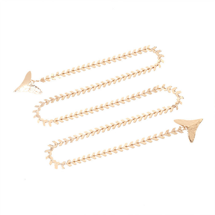 Wholesale Fashionable temperament, niche design, fishbone chain, facial earrings, personalized long tassel earrings