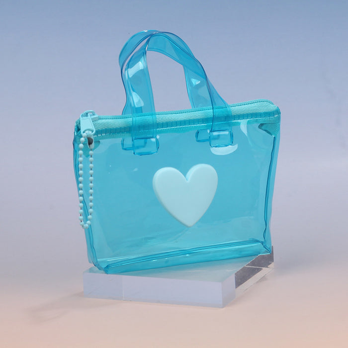 Wholesale Chic Heart Shaped Solid Pink Jelly Waterproof Coin Purse Earphone Bag Gift Pendant Storage Pouch For Everyday Use