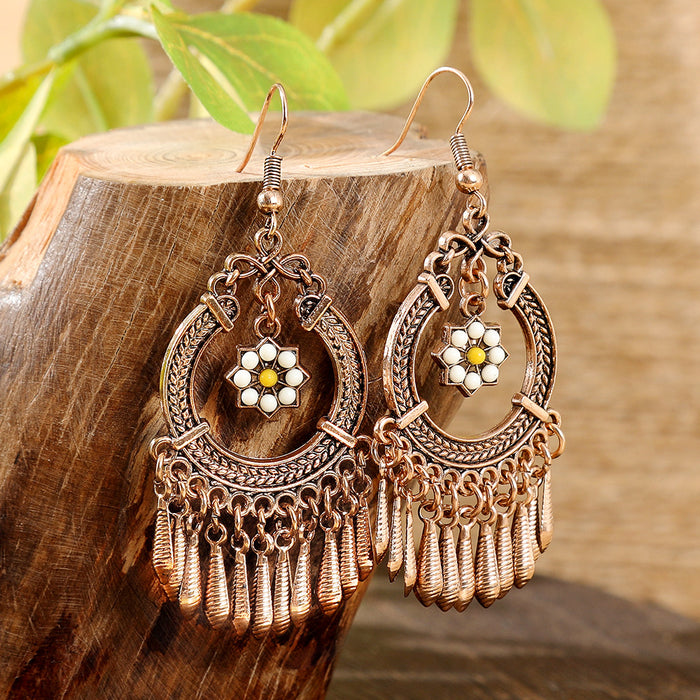 Wholesale Bohemian Tassel Geometric Drop Earrings Electroplated Zinc Alloy Jewelry Accessory MOQ≥2