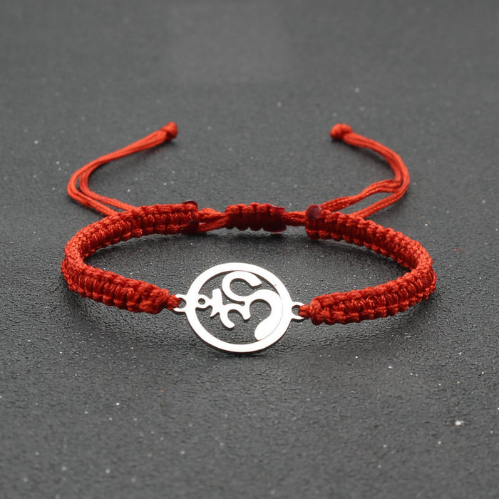 Wholesale  jewelry stainless steel round OM bracelet hand-woven adjustable hand rope