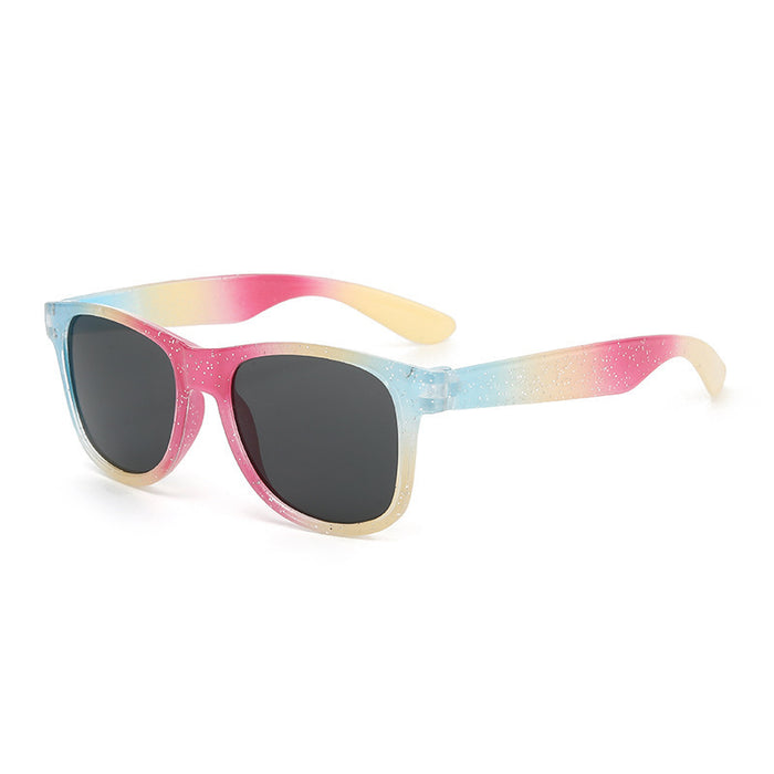Wholesale New Rainbow Round Frame Thin Glitter Sunshade Sunglasses Trendy Fashion Sunglasses