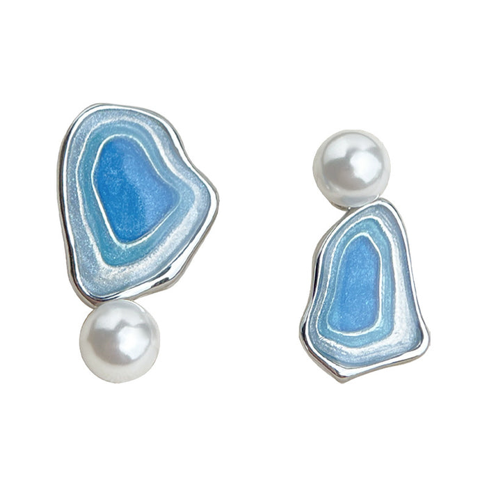 Wholesale Salt Lake Series Designer Enamel Drop Earrings - Asymmetric Fashion Accessory
