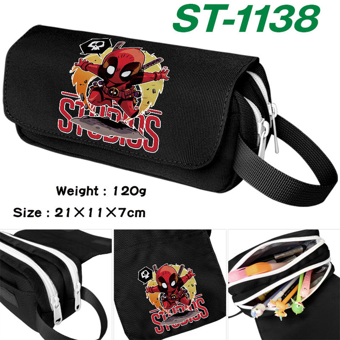 Wholesale Cartoon Canvas Pencil Case Double Layer Large Capacity Waterproof With Handle For Students