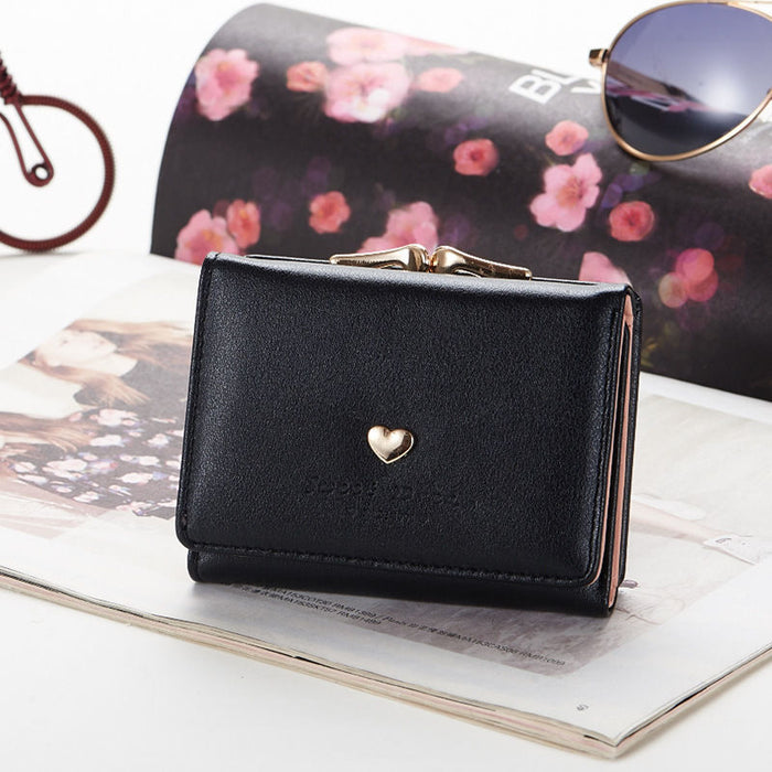 Wholesale Chic Folding Wallet with Sequins PU Solid Color Multi-Card Slots Fashion Accessory MOQ≥3