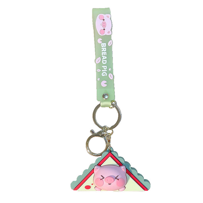 Wholesale Cute PVC Cartoon Bread Pig Keychains
