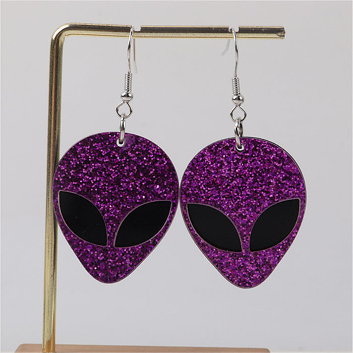 Wholesale Acrylic Alien Glitter Mask Earrings JDC-ES-ChouD016