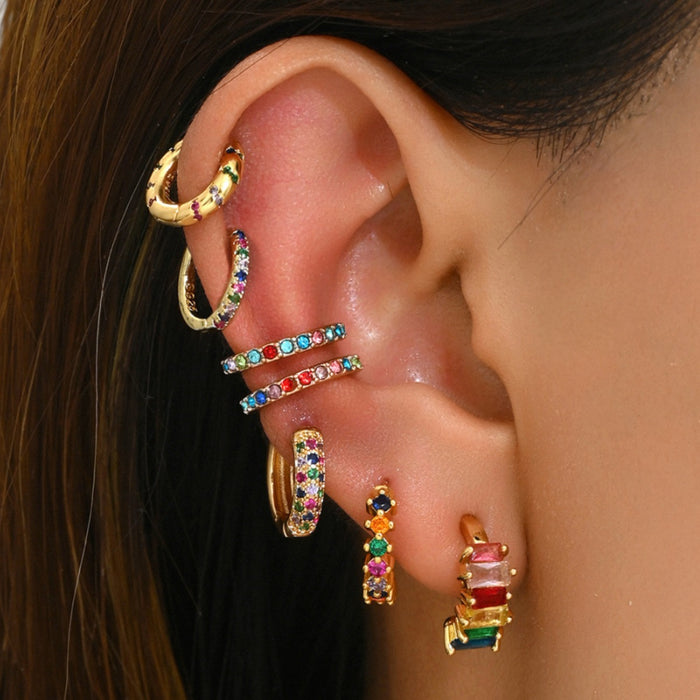 Wholesale Earrings with a niche and colorful diamond setting, elegant earrings, light luxury earrings