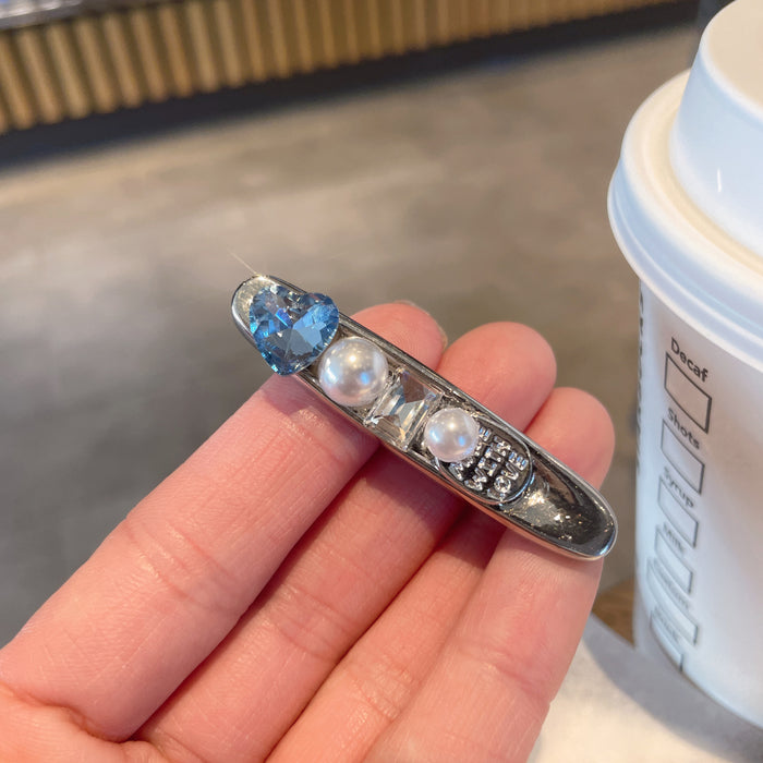 Wholesale  Wind Rhinestone Pearl One-character Clip Duckbill Clip  Broken Hairpin Bangs Clip Side Clip Hairpin Hair Accessories