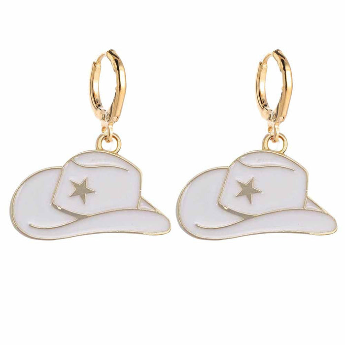 Wholesale New Retro Cowboy Boots, Earrings Fashionable Hats Alloy Drip Oil Pendants Earrings Accessories JDC-ES-YaChen003