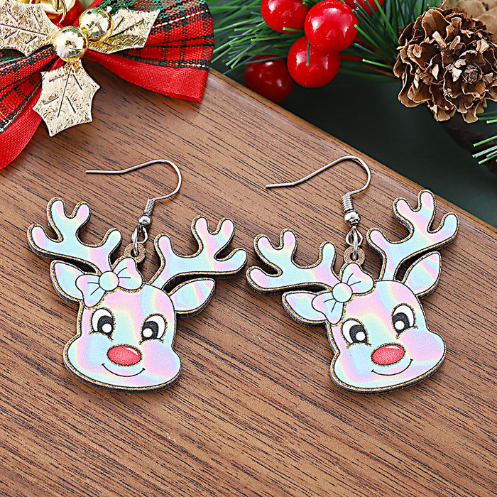 Wholesale Christmas Reindeer Pendant Earrings Painted Reindeer Jewelry