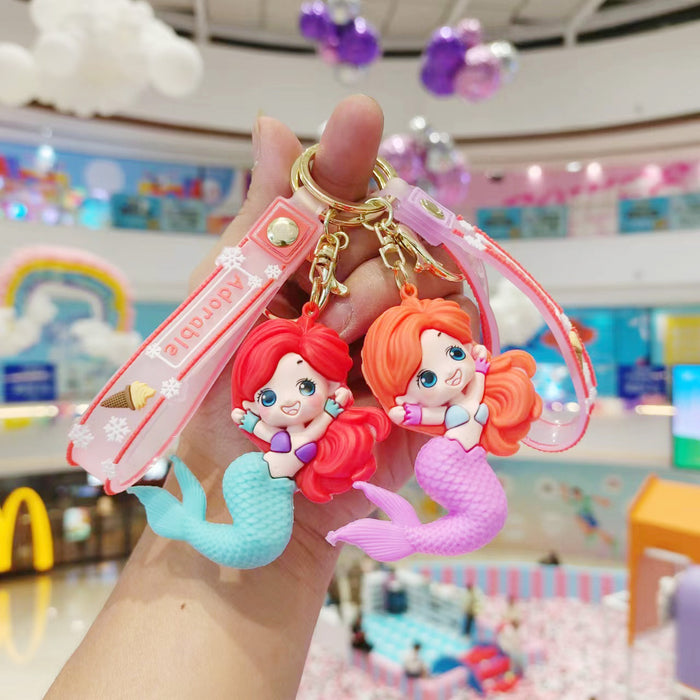 Wholesale Cartoon Drop Glue Mermaid Doll Keychain JDC-KC-HuJian003