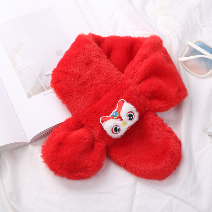 Wholesale Children's Scarves Winter The Year of The Loong New Year Gift Big Red Scarves for Boys and Girls Warm Scarf Cute Cartoon JDC-SF-GJ001