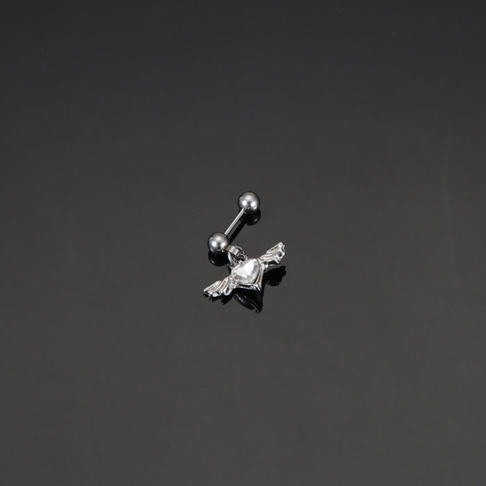 Wholesale Zircon earring chain earrings titanium steel double ear studs with personalized design