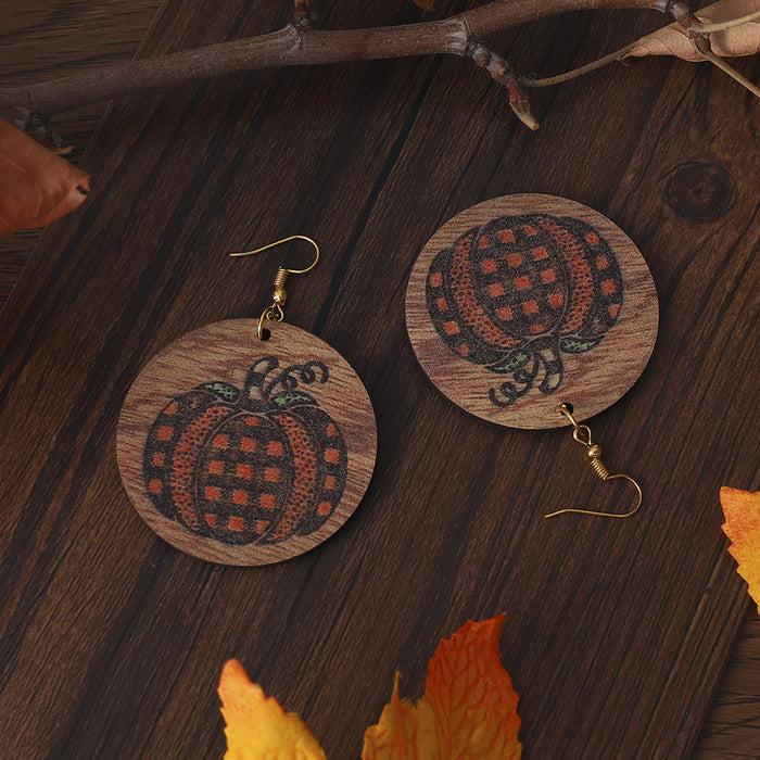 Wholesale Autumn Thanksgiving Checkered Checkerboard Earrings