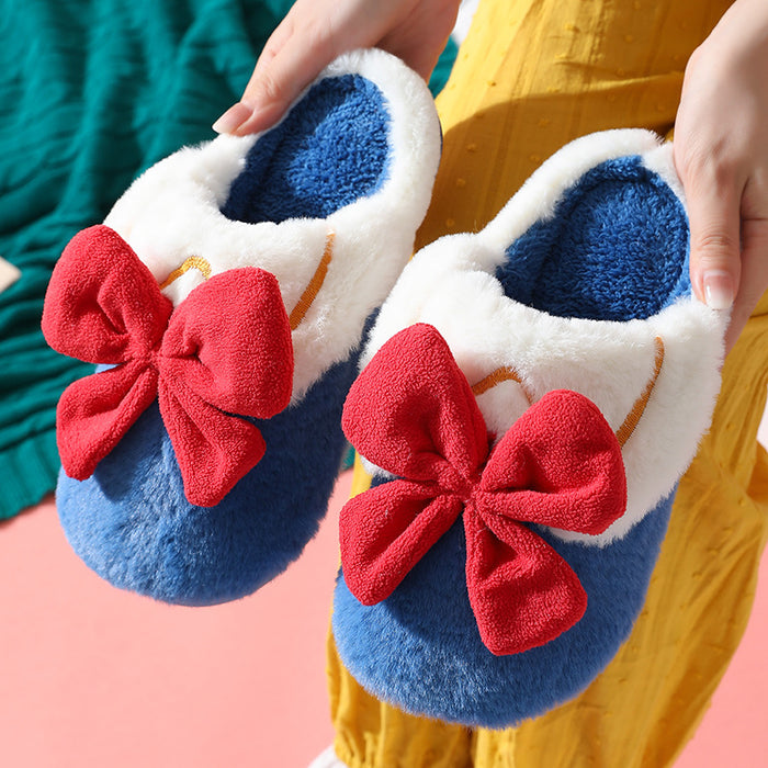 Wholesale Winter Cartoon Cute Warm Bow Fur Slippers JDC-SP-JiaH005