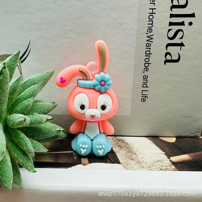 Wholesale Cartoon sitting keychain DIY soft plastic figurine car keychain