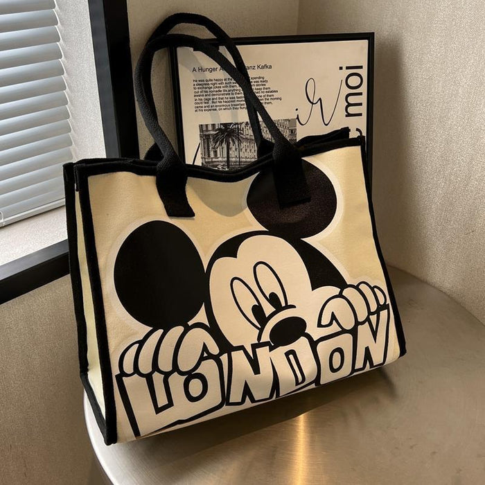 Wholesale cartoon canvas bag niche design commuter bag for women large capacity tote canvas bag