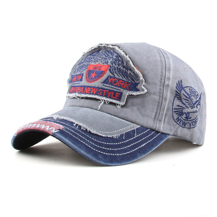 Wholesale 100%  Cotton Washed Mountain Embroidery Sun Protection Baseball Cap