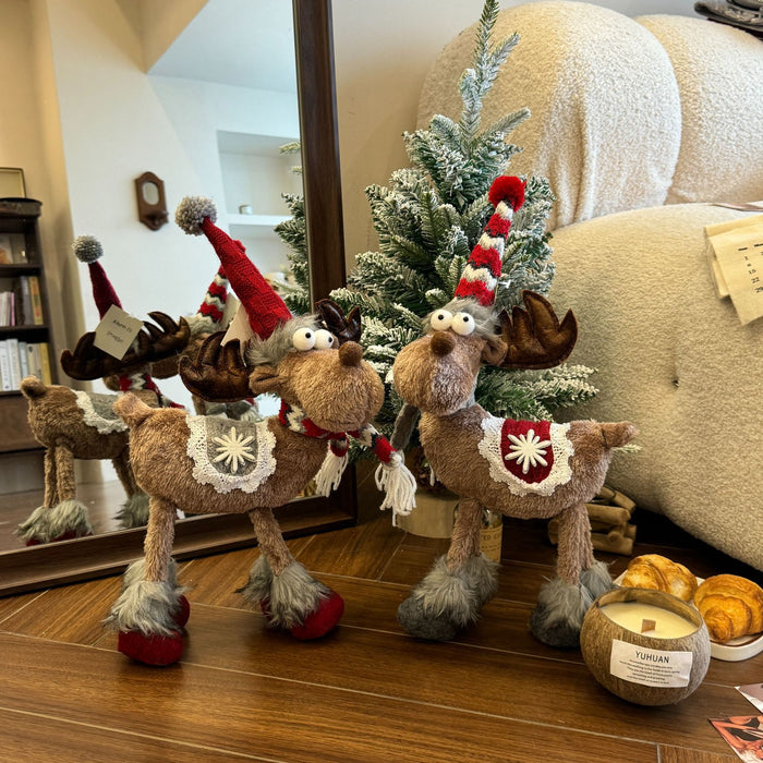 Wholesale Elk Doll Four Leg Standing Doll Santa Holiday Claus Snowman Doll Window Decorations Pendulum