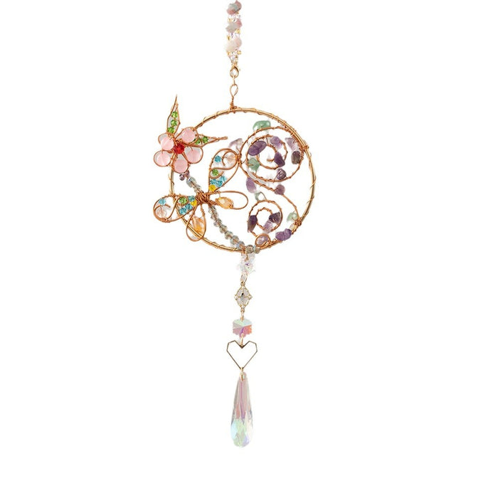 Wholesale Amethyst Crystal Animal Wind Chime Dragonfly Design Modern Decorative
