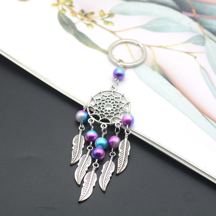Wholesale Metal Butterfly Dreamcatcher Keychain Mediterranean Style Car Key Accessory MOQ≥50