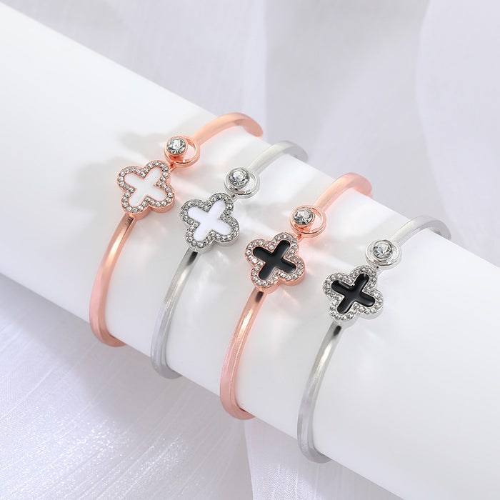 Wholesale Four Leaf Clover Diamond Alloy Bracelet JDC-BT-Liyang001