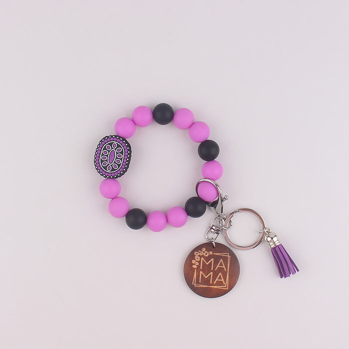 Wholesale Oval Gemstone Key Bracelet Silicone Keychain Gift Key Bracelet