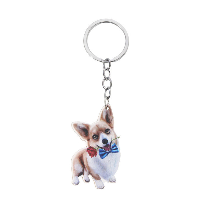 Wholesale Cute Cartoon Puppies Wooden Keychain JDC-KC-RongRui008