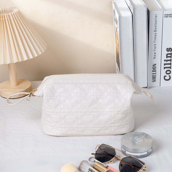 Wholesale Large Capacity PU Leather Cosmetic Bag With Partitioned Storage Customizable Logo White Ins Style Travel Toiletry Organizer Gift