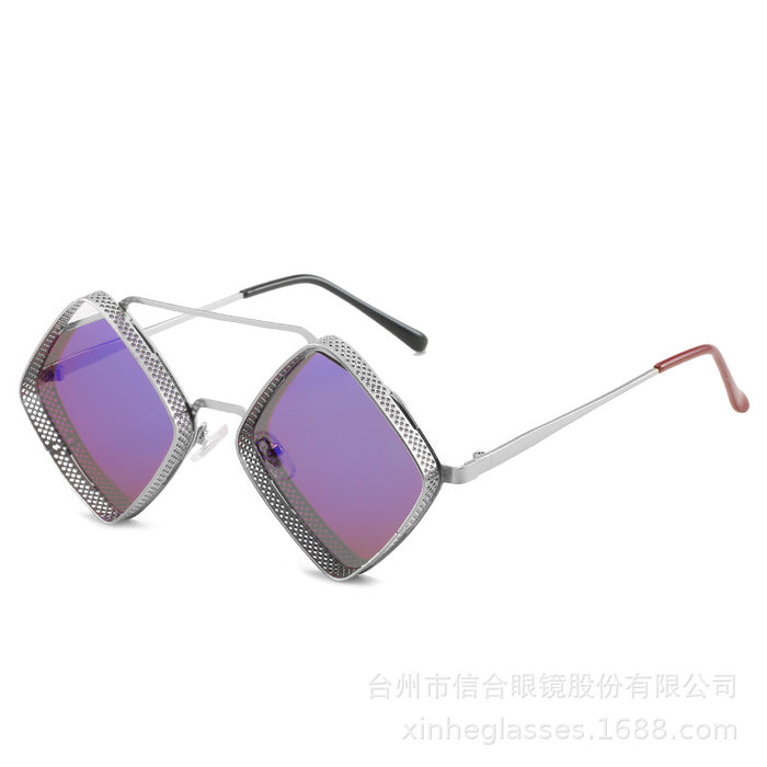 Wholesale Metal Rhombus Double-Bridge Sunglasses