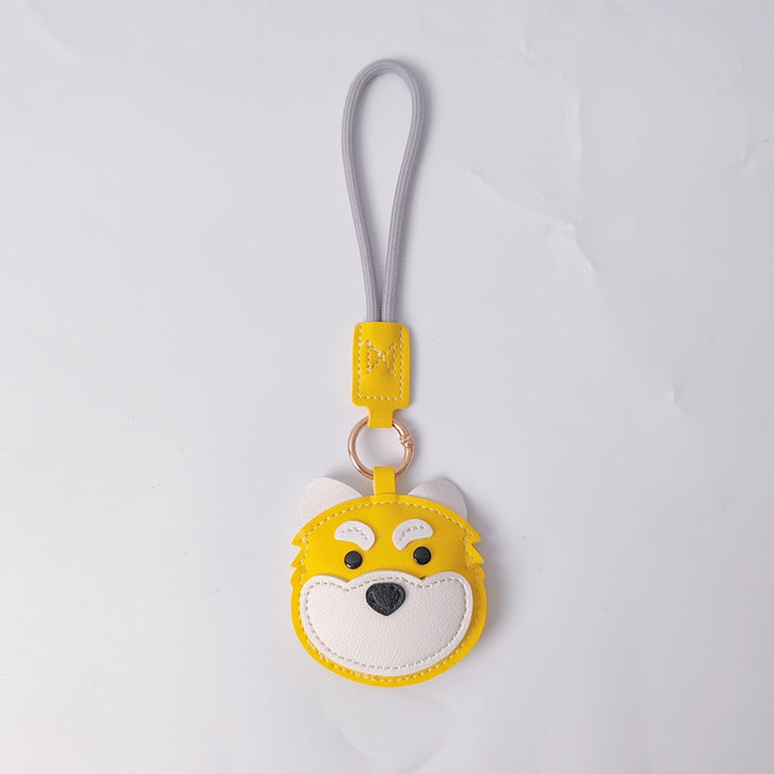 Wholesale PU Leather Black Husky Cartoon Dog Keychain Bag Charm Trendy Car Key Accessory