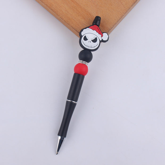 Wholesale Cartoon Christmas Santa Claus Silicone Plastic Bead Pen JDC-PN-GuangTian011