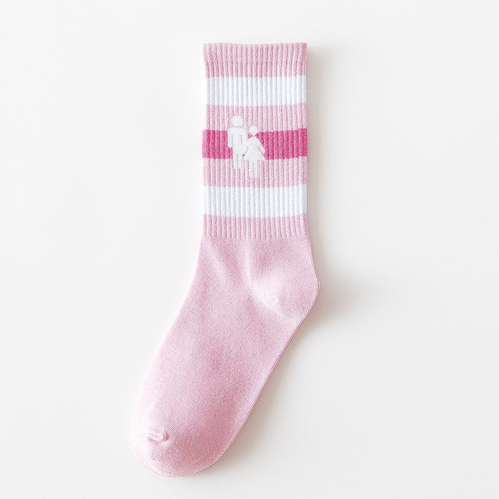 Wholesale Small niche design, striped cotton socks, college style high top socks, unisex
